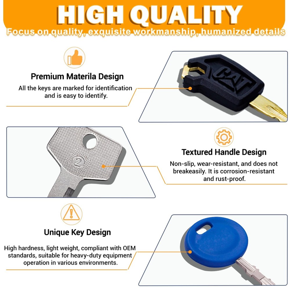 67 Heavy Equipment Master Keys Constrtution Machinery Operator Key for CAT Jo...