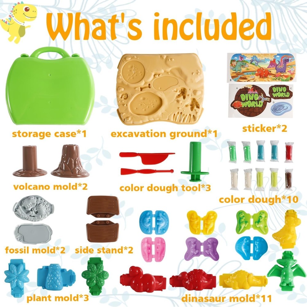 Interactive Dino Color Dough Set - 37 Pieces for Creative Play and Learning