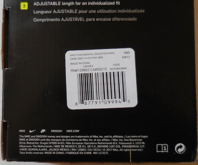 NIKE Fundamental Half Pound .5LB Each Handle Weighted Jump Rope New