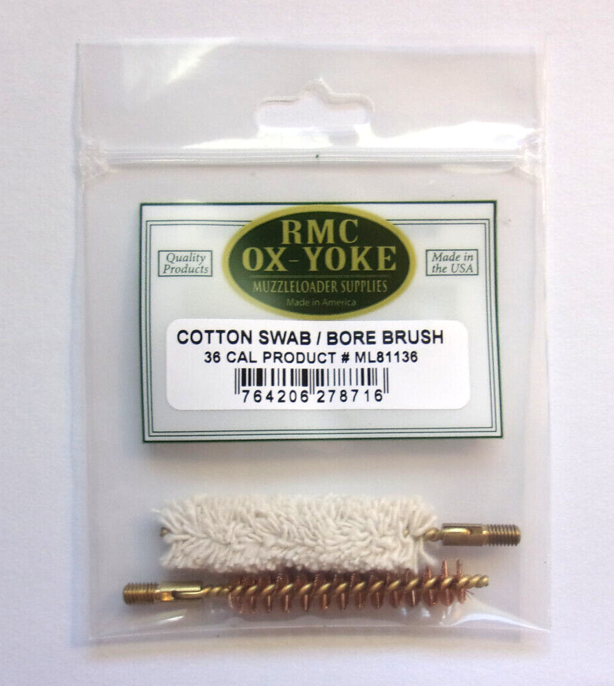 Muzzle Loader Bore Brush & Swab - .36  Cal.  Rifle 10-32 Threads - U.S. Made