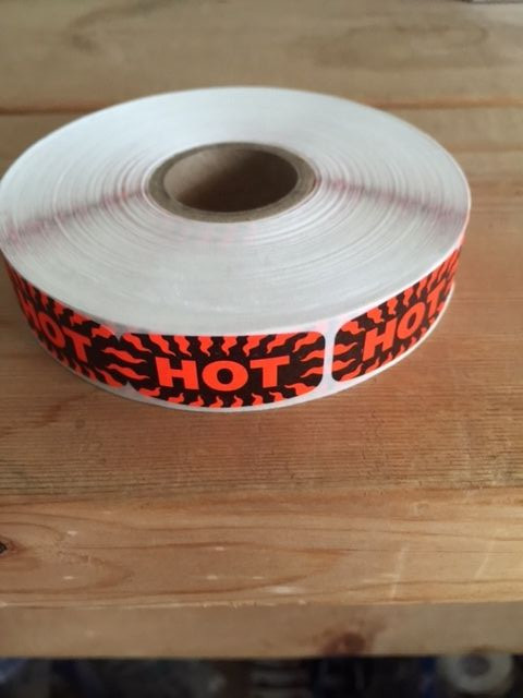 HOT MERCHANDISE store LABELS 1000 PER ROLL FL RED STICKER