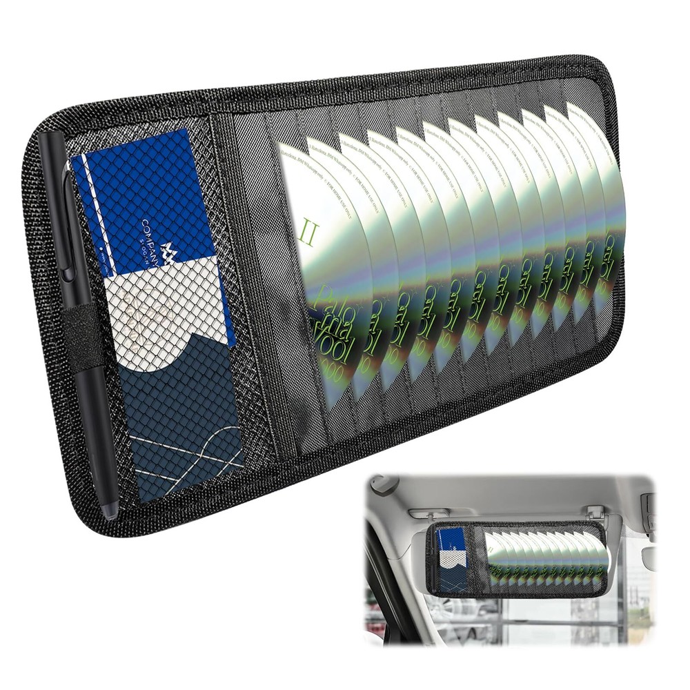 12-Pocket Car CD Sun Visor Holders CD DVD Organizer Storage Sleeves