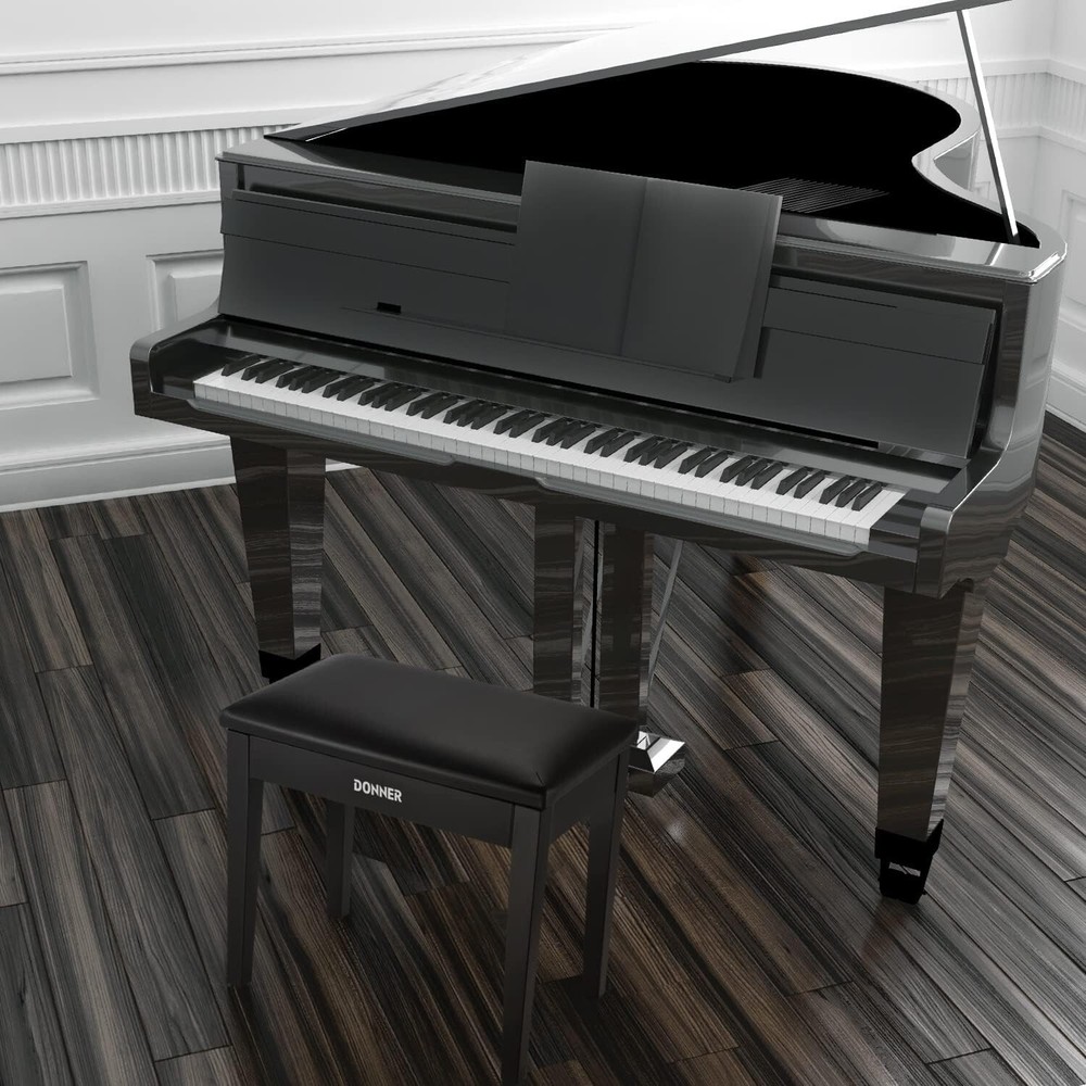 Piano Bench with Storage, Solid Wood Keyboard Bench Piano Bookcase Stool Chai...