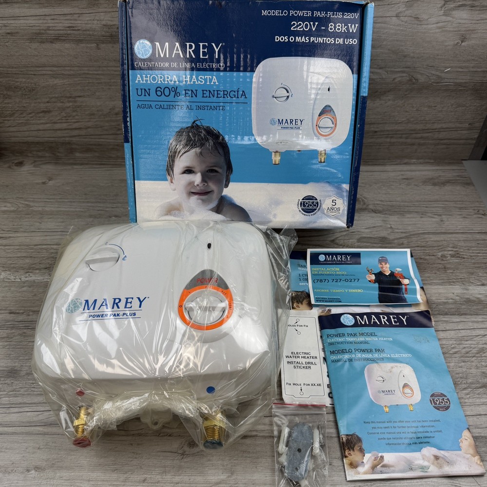 MAREY POWER PAK 220V 8.8KW Electric Indoor Tankless Water Heater 40ft Distance