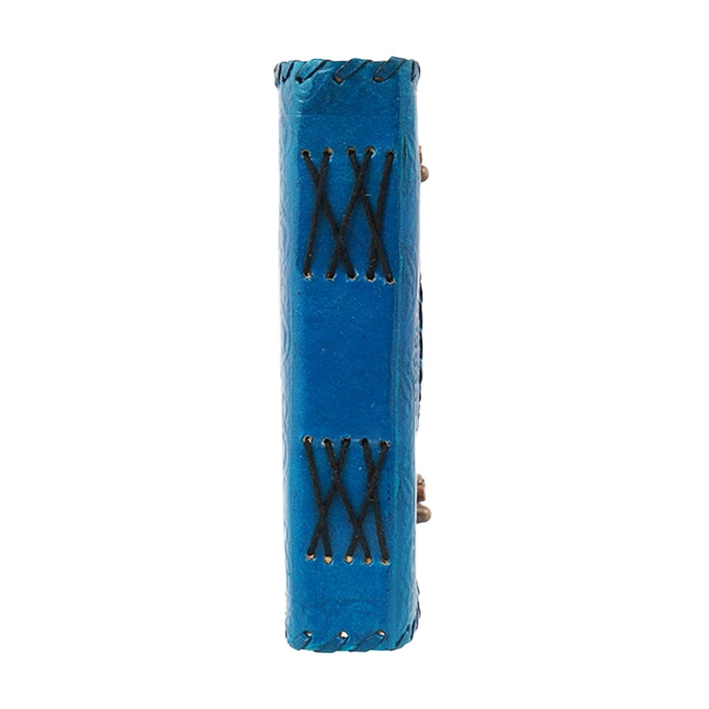 Blue Embossed Leather Journal – Handcrafted Leather Bound Notebook