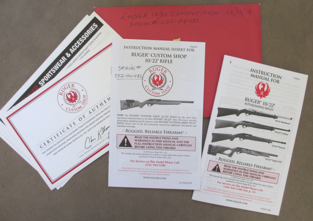 Ruger 10/22 Autoloading Rifle Instruction Manual, Packet, with Inserts