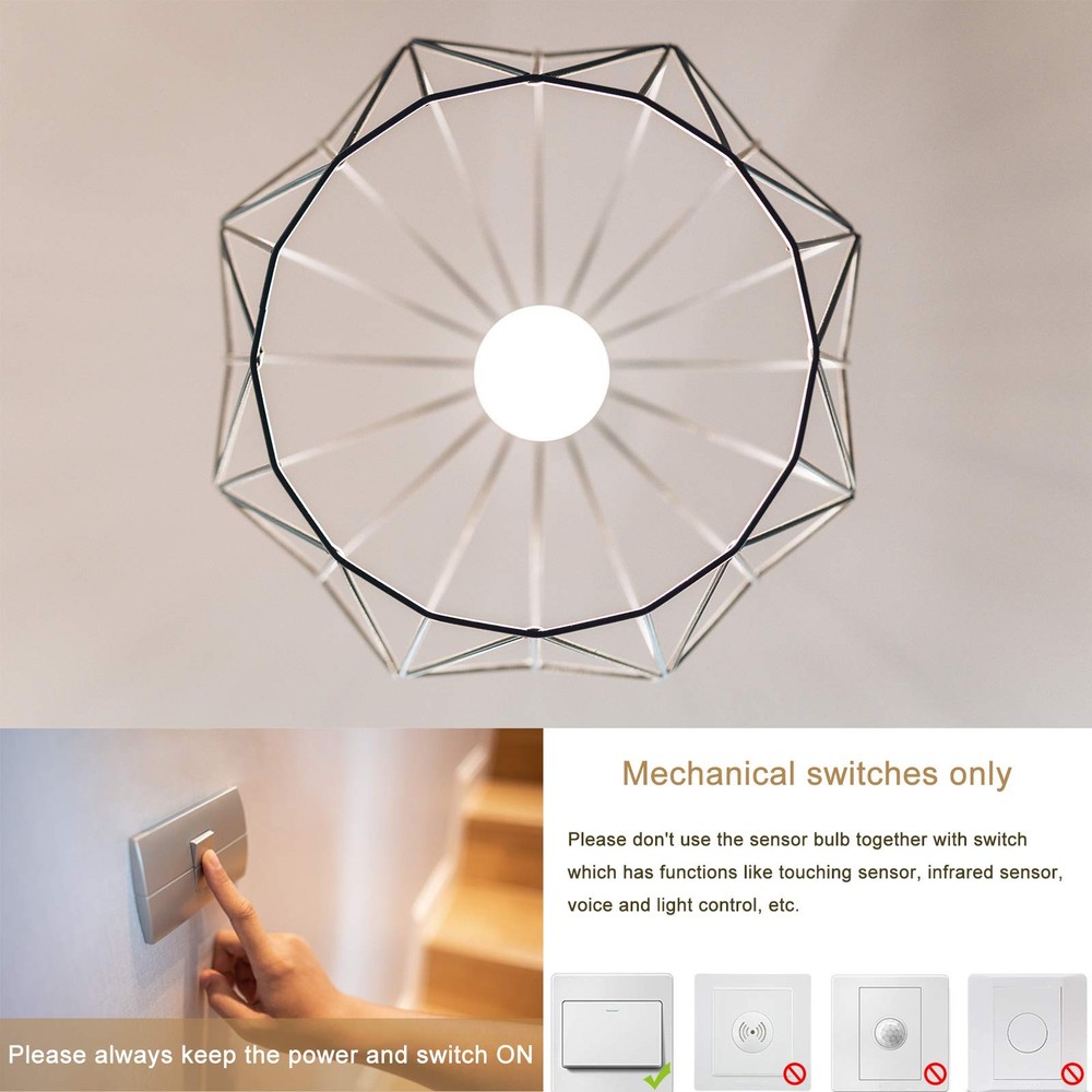 Radar Motion Sensor Light Bulb, 2 Pack A21 15W (100W Equivalent) 1500LM E26 D...