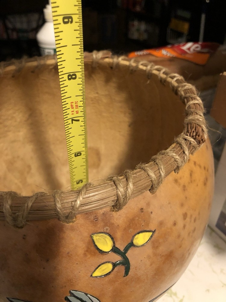 Hand Painted Gourd Bowl Signed