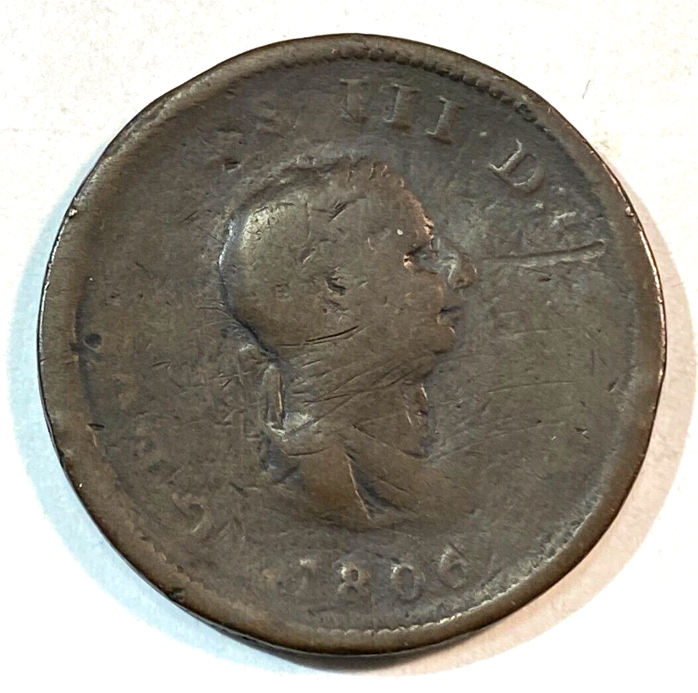 1806 Great Britain Halfpenny Nice Original Good KM-662 CHRC