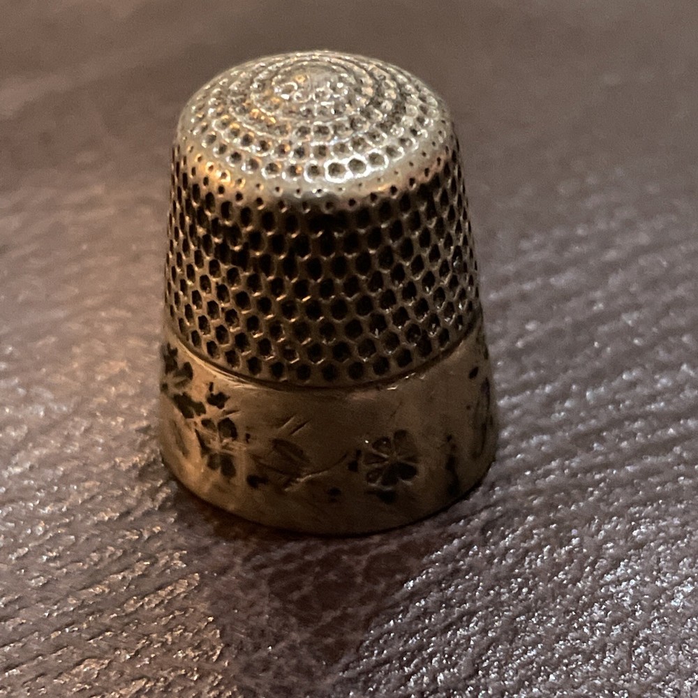 Antique Sterling Silver Thimble  “Abstract Flowers”  C1880s ?