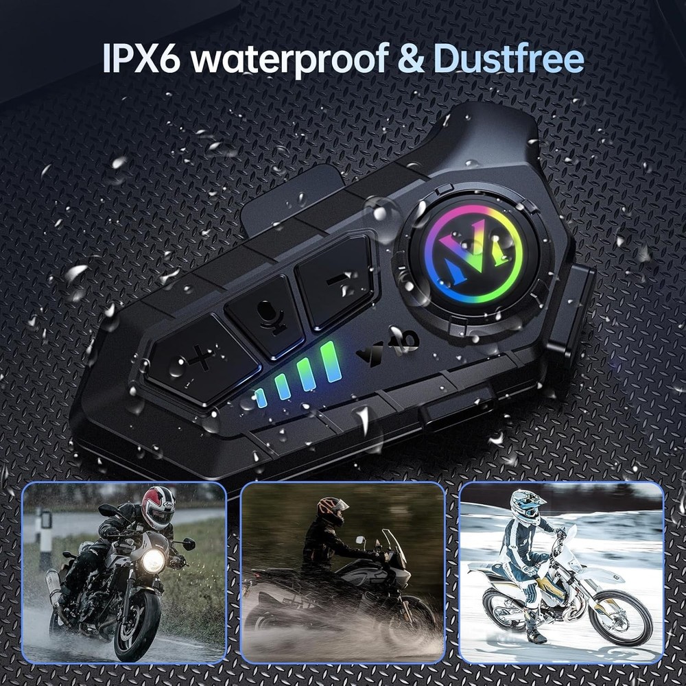 Motorcycle Helmet Bluetooth Headset Bluetooth 5.3 Speaker Noise Cancellation NEW