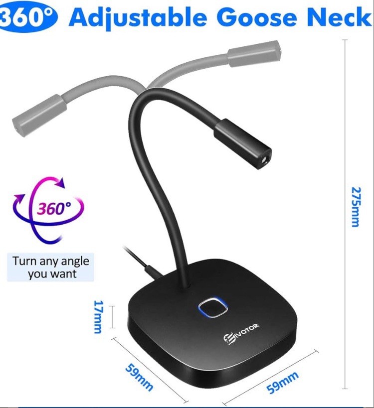 USB Microphone for Computer, Plug & Play with Built-in LED Light, Mute Button