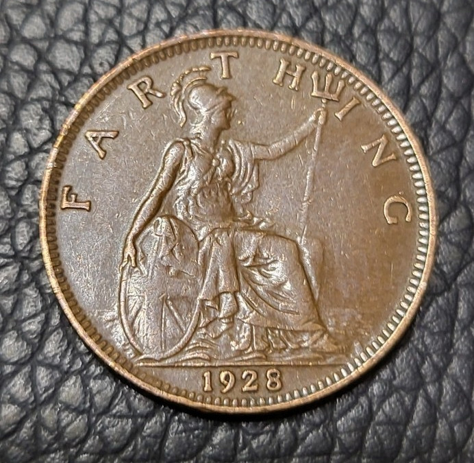 1928 Great Britain Farthing Coin