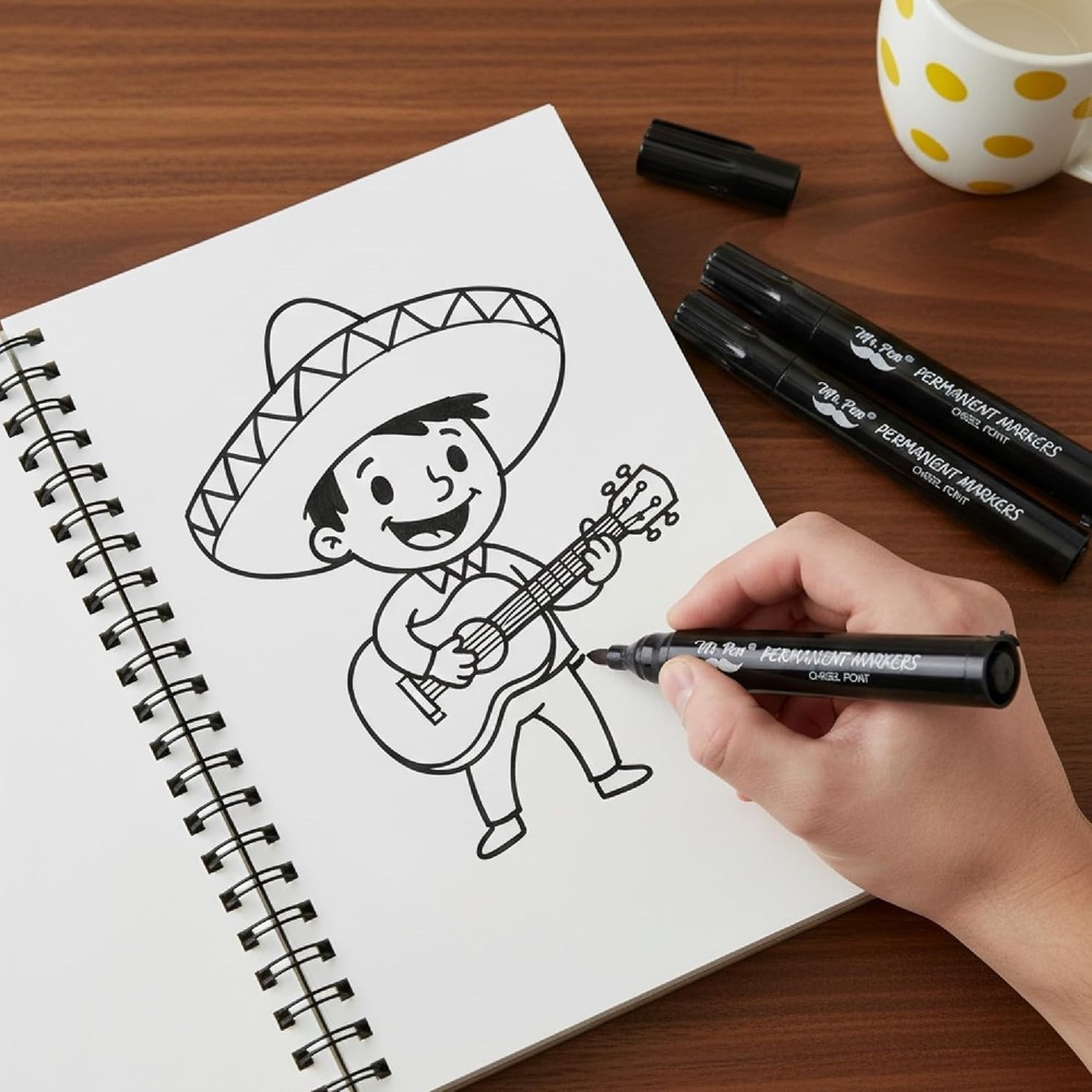 Black Permanent Markers, 8 Pack, Thick Markers, Chisel Tip Permanent Marker C...