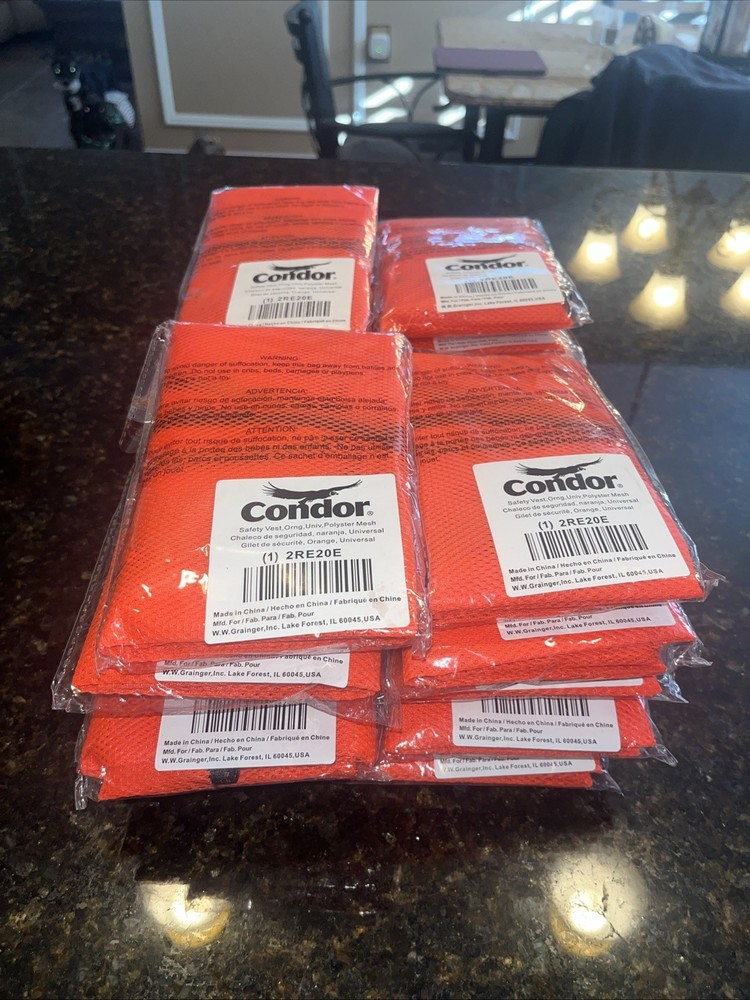 21 Condor Orange Polyester Universal Safety Vests - Model 2RE20E
