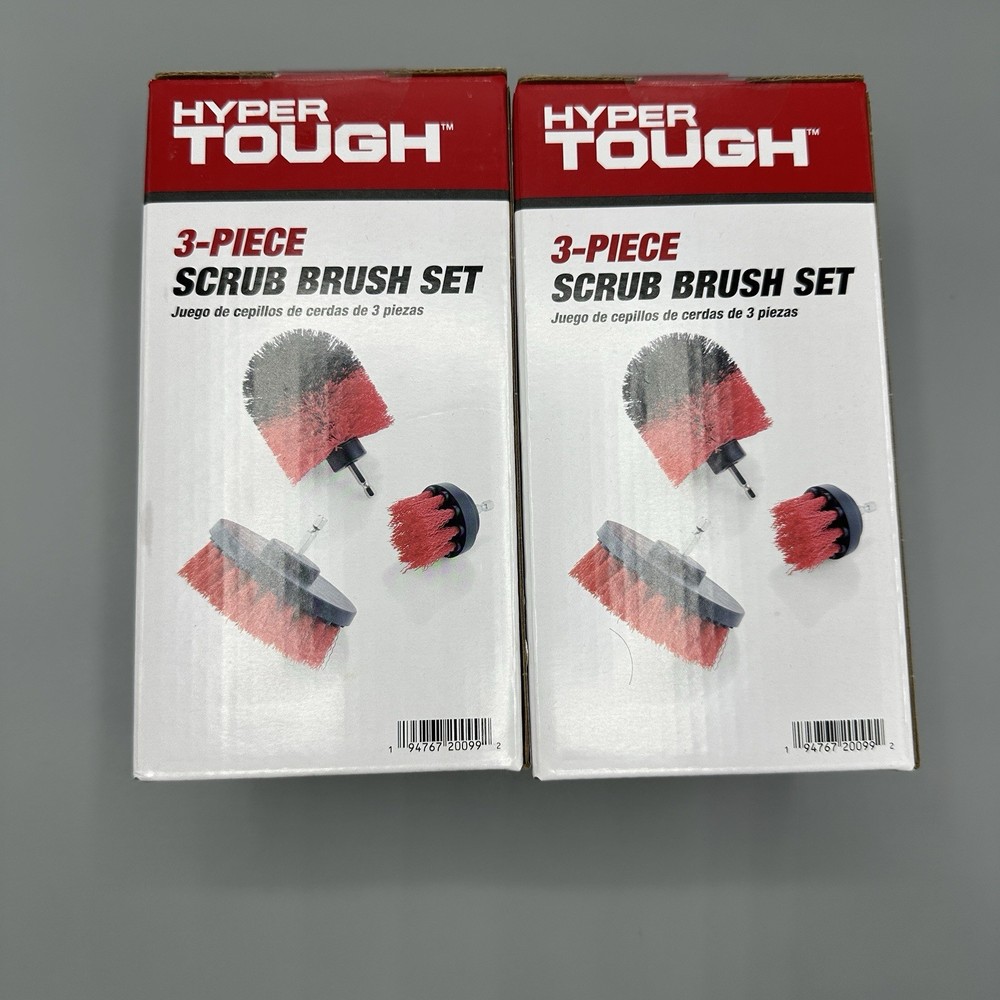 Hyper Tough Nylon Scrub Brush Cleaning Attachments for Power Drill Bit Sets (2)