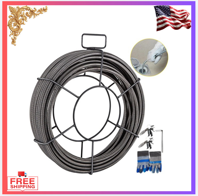75ft x 3/8 inch Drain Cleaning Cable, Solid Core Cable Sewer Cable