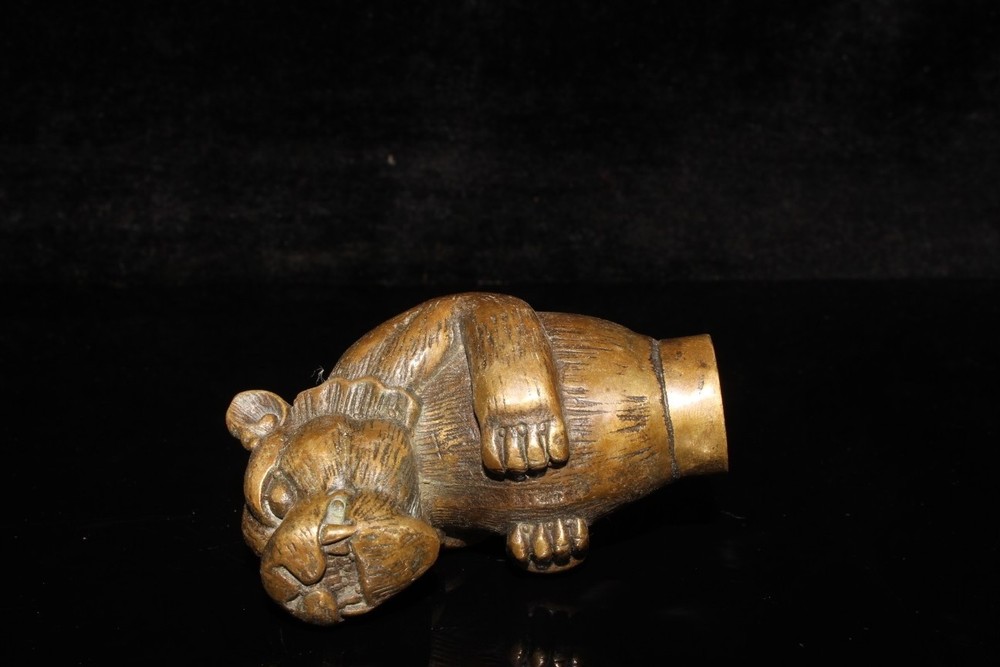 Pure Copper Zodiac Tiger Head Crutch Head