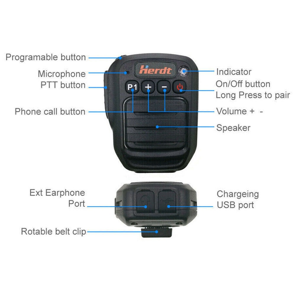 Wireless Microphone Bluetooth Handheld Speaker Mic for Motorola P8668 XPR6550