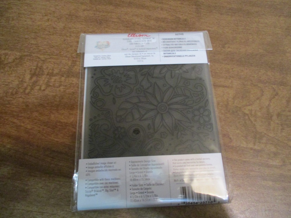SIZZIX 3-D TEXTURED IMPRESSIONS EMBOSSING FOLDER BOHEMIAN BOTANICALS
