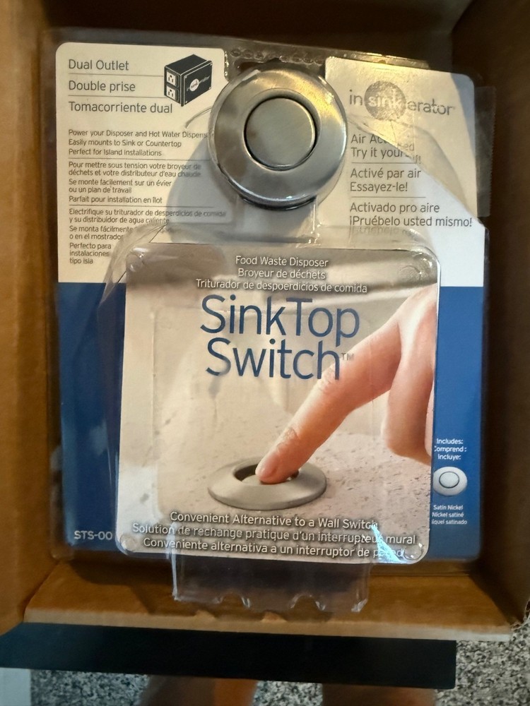 InSinkErator STS-OOSN SinkTop Satin Nickel Button Dual Outlet Switch