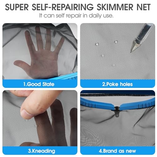17.5'' Self-repair Pool Net with Pole 10 Ft Thick Aluminum 8 Sections
