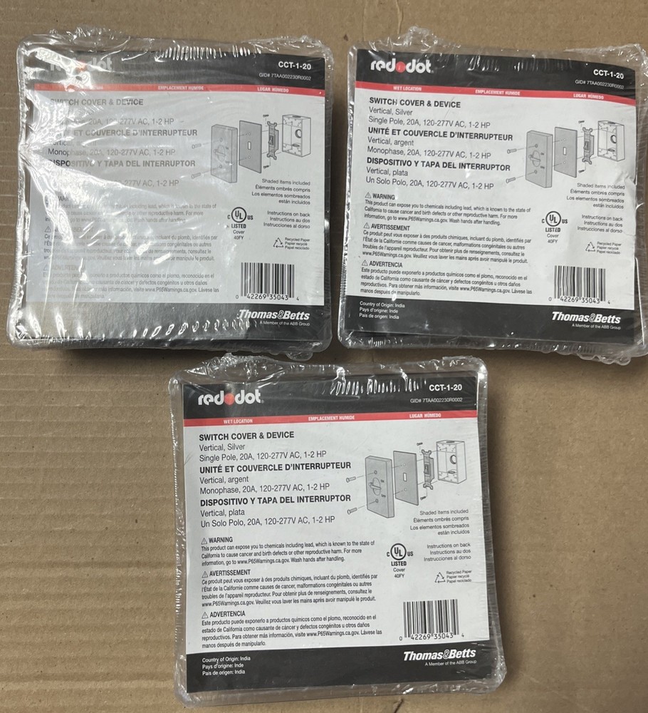 Red Dot CCT-1-20 Switch Covers & Devices Vertical Single Pole 20A (3PK)