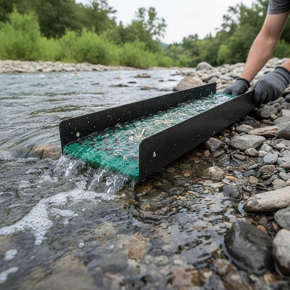 Compact 12” Pocket Gold Sluice Box – Ultralight, Durable, with Multiple Matting
