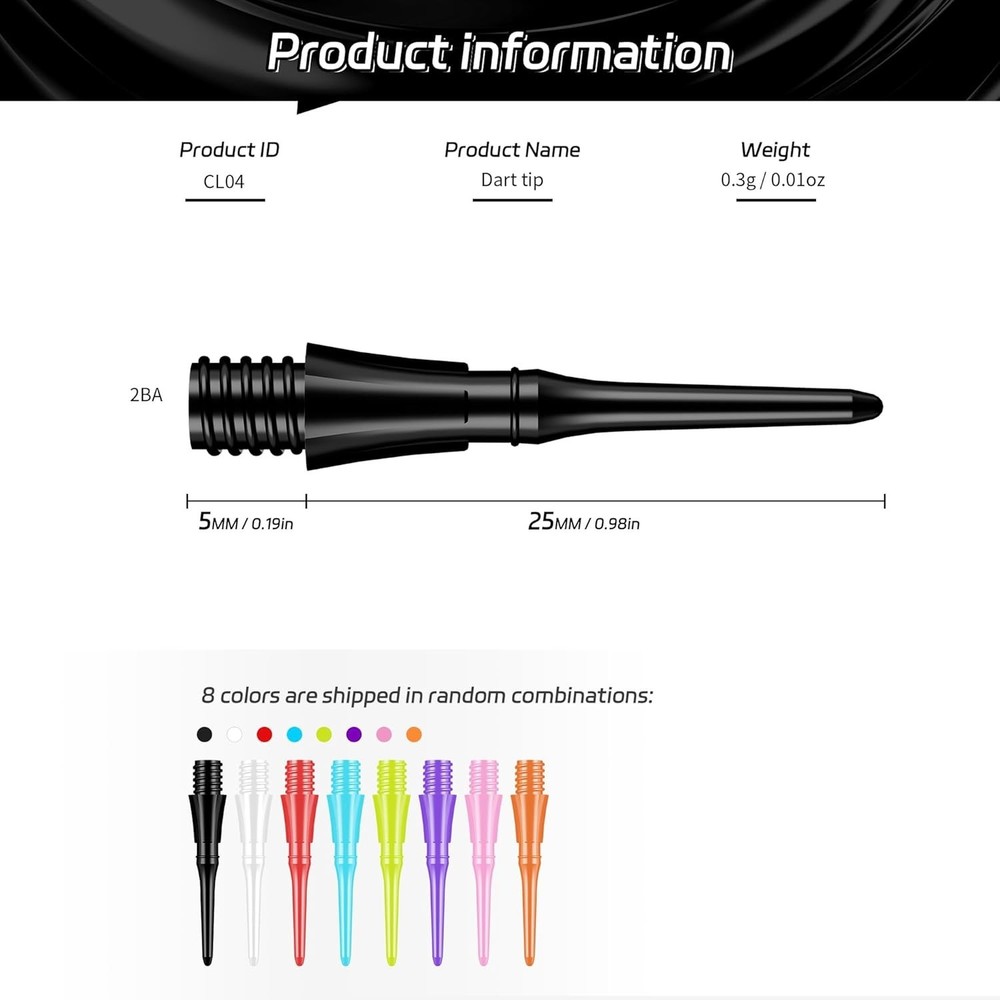 2BA Thread Soft Tip Dart Points 100/1000pcs Plastic Replacement Tips NEW