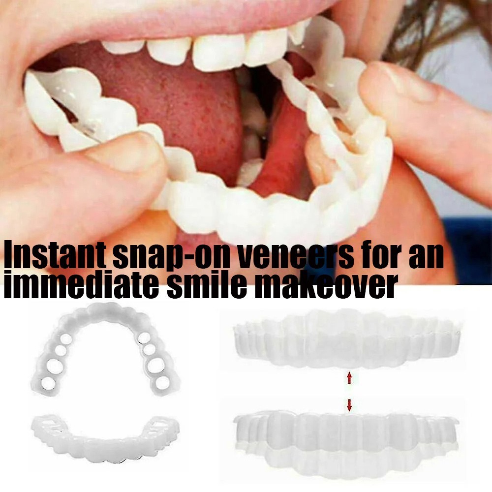 Snap-On Smile Veneers Set: Upper & Bottom False Teeth for a Bright, Natural Look