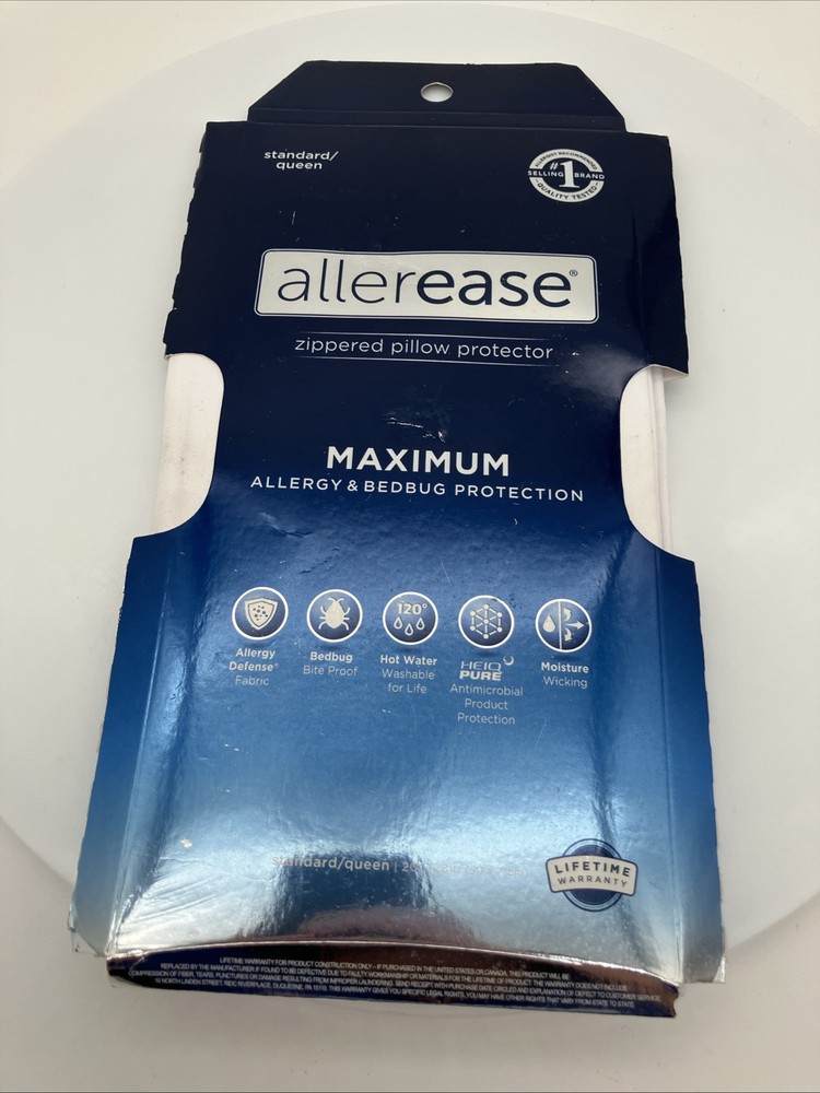 NEW AllerEase Pillow Protector Cover White Zipper Standard /Queen FREE SHIPPING
