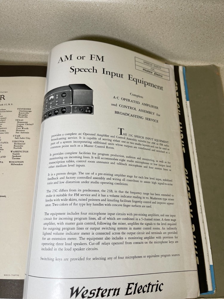 Western Electric Speech Input Equipment Catalgue