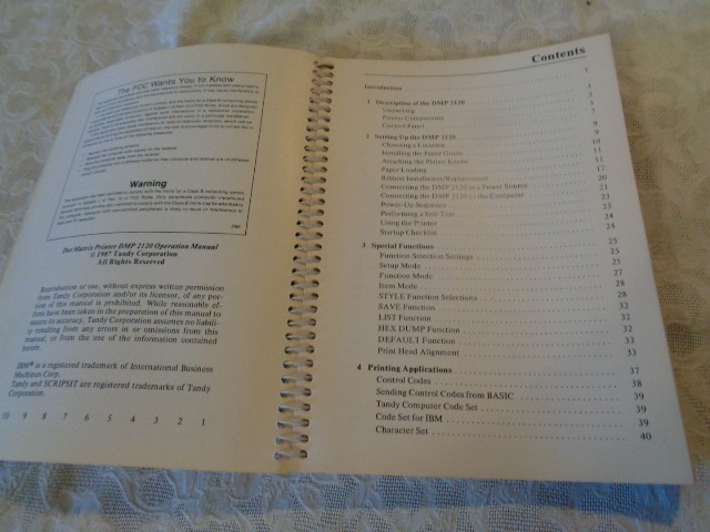 Tandy DOT Matrix Printer DMP 2120 Operation Manual - Catalog No. 26-2811