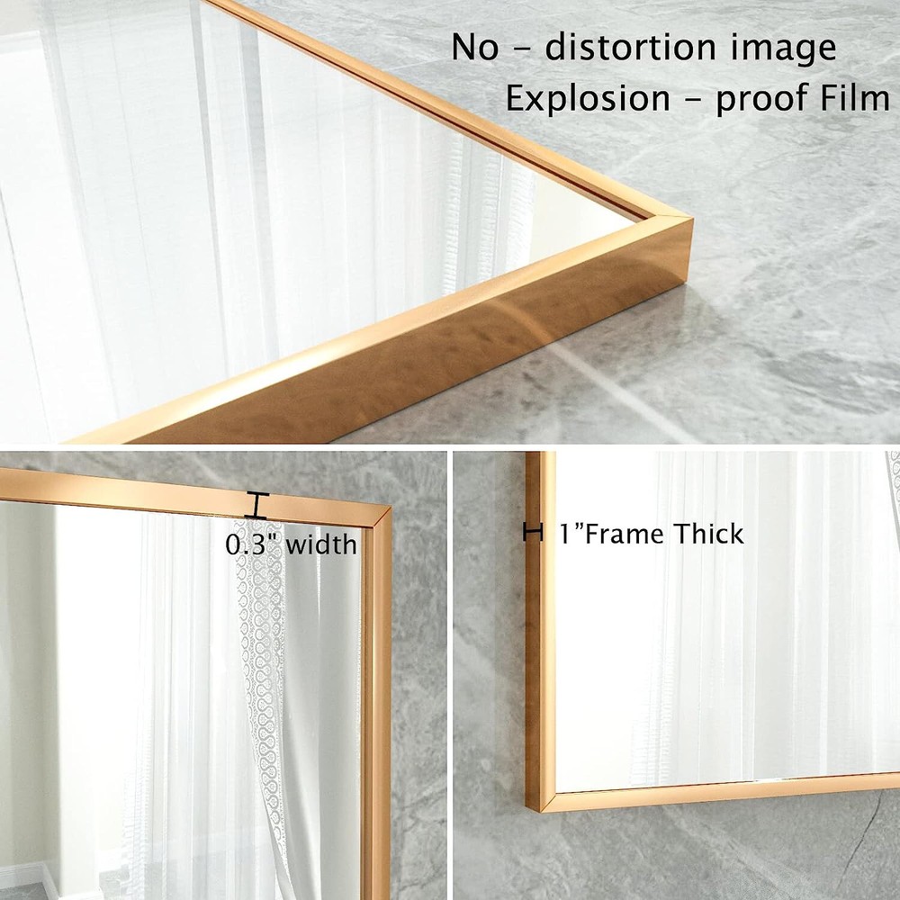 HARRITPURE 26“x38” Bathroom Mirror Rectangular Wall Mirror GOLD