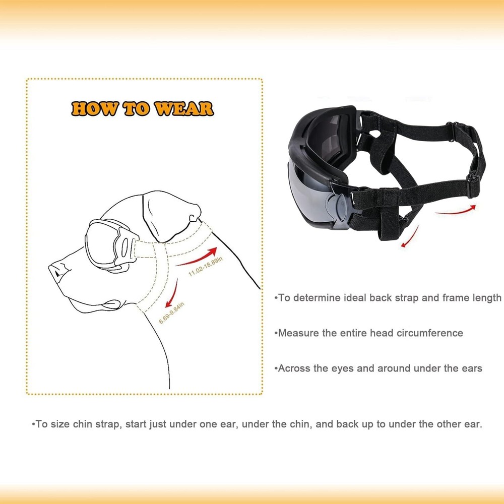 UV Protection Dog Sunglasses - Adjustable Goggles for Medium to Large Breeds