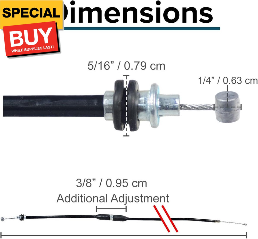 34" Walker Brake Cable Replacement - for Most Mobility Rollators, Transport Chai