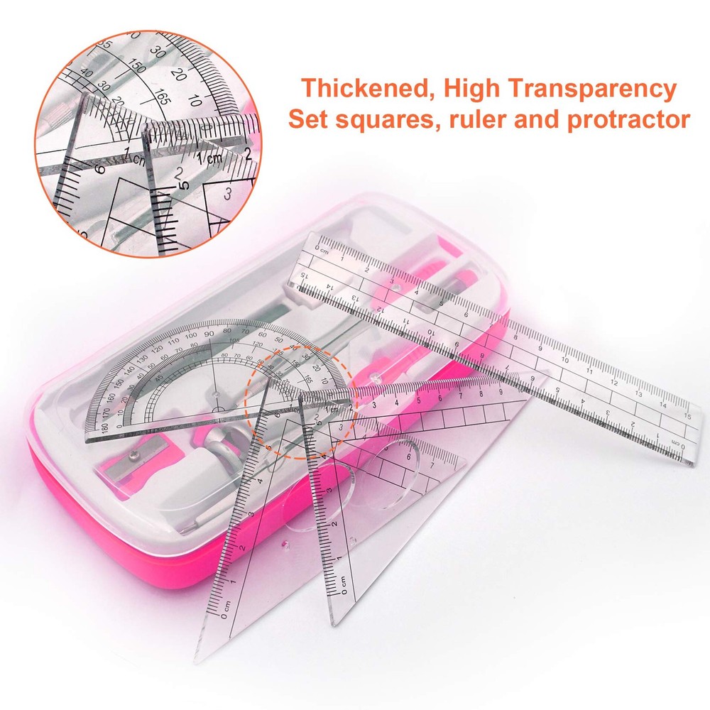 Akuoly Maths Compasses Full Starter Geometry Kit with 2 Drafting Compasses...
