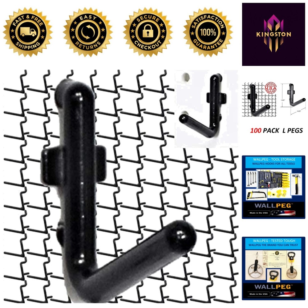 Versatile 100-Pack Pegboard Hooks – Secure Your Tools with Self-Locking Design