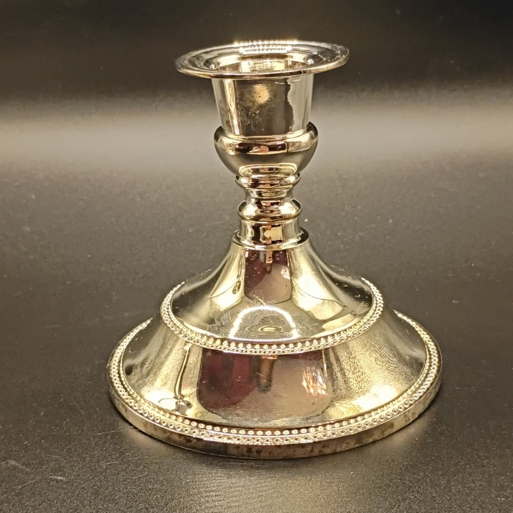 Goldinger Silver Art Co Ltd Silverplate Beaded Candlesticks Pair Elegant Decor