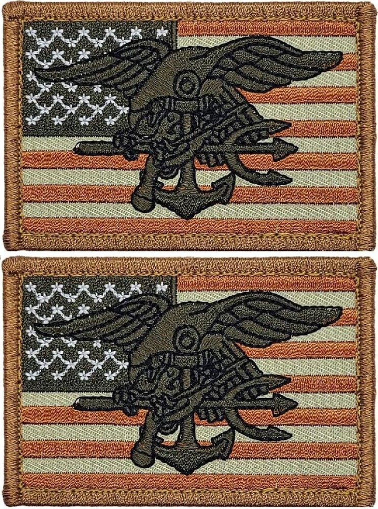 Navy Seal Trident Swat Eagle USA Flag Devgru Morale Patch | 2PC  HOOK BACK 3"x2"