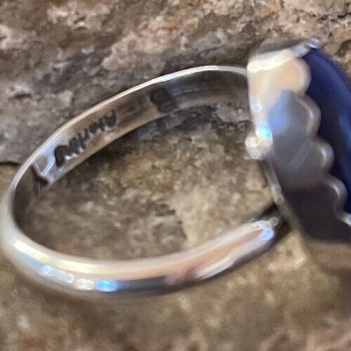 Navy Blue Lapis Navajo Sterling Silver Ring Size 6 01128