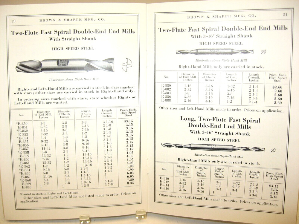 1950 Brown & Sharpe End Mills Catalog