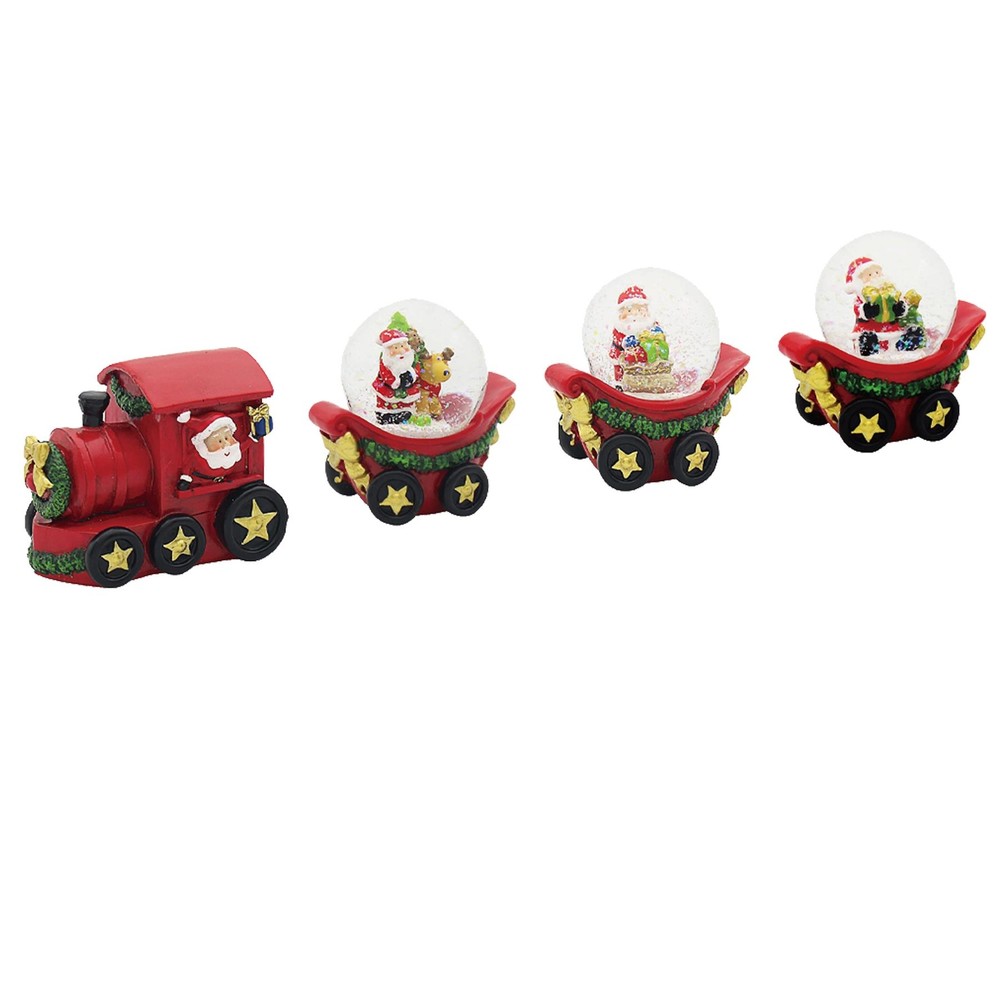 Christmas Snow Globe Train Ornament 4 Piece Decoration