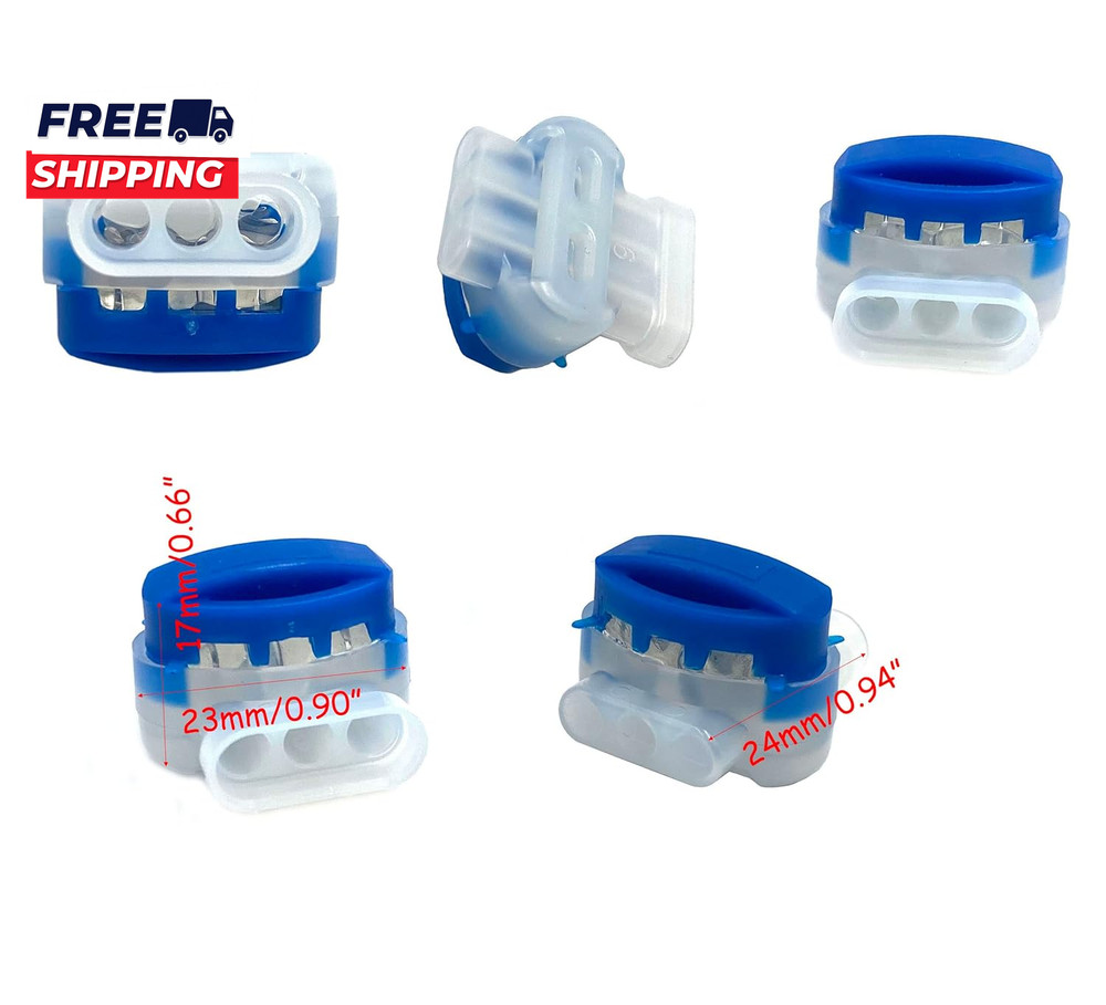 30Pcs 3 Way Wire Connectors Waterproof Electrical 314-BOX Self-Stripping Pigtail