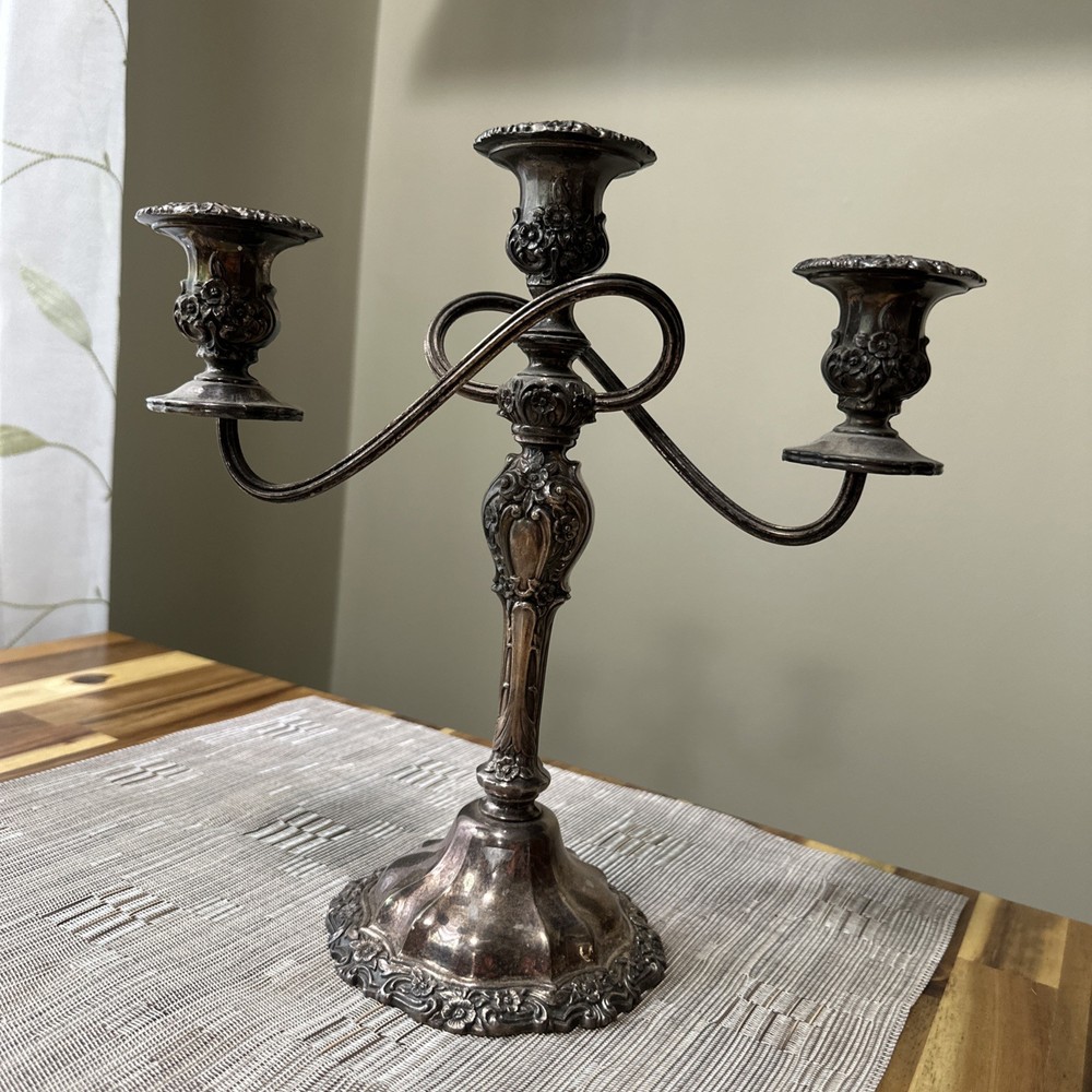 Vintage Silver-Plate Candelabra Unpolished