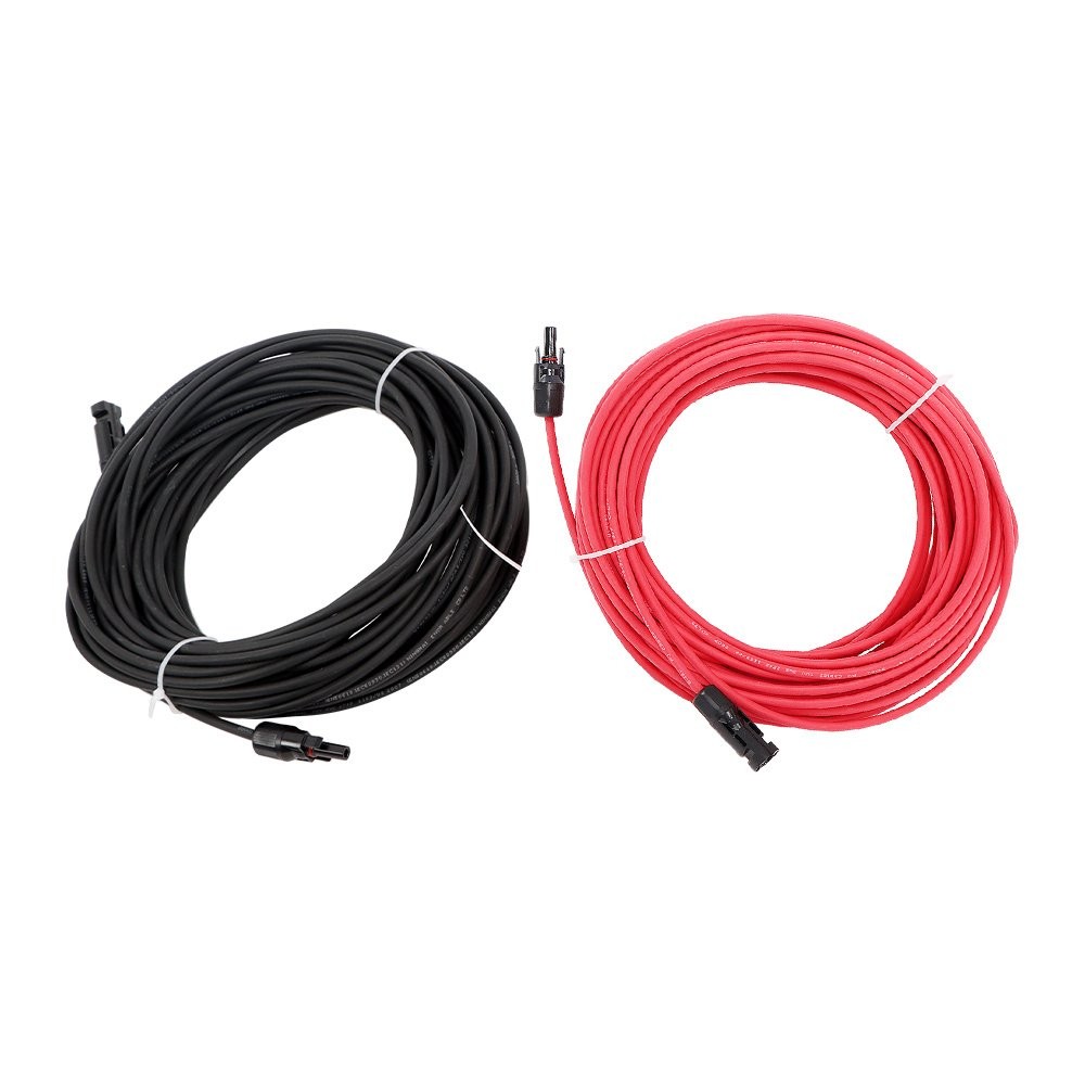 4mm² 20M Solar Panel Extension Cable Black+Red with M4 Connector for RV/Boat