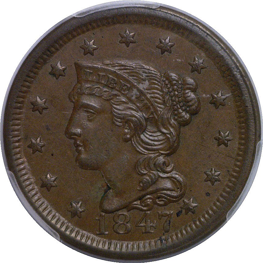 1847 Large Cent PCGS AU-58