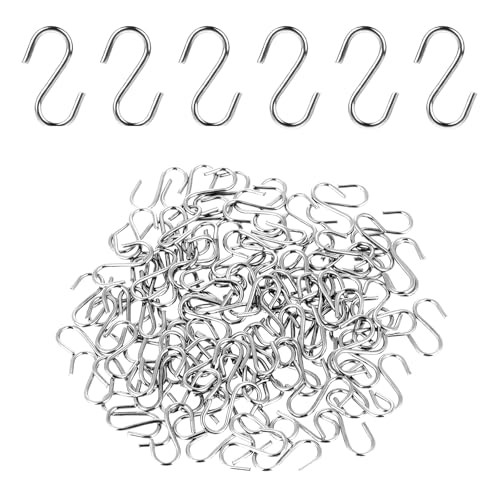100 Pcs Mini S Shaped Hooks - 1/2 Inch Craft Hanging Hooks for DIY Silver