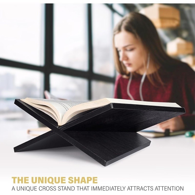 Wooden Book Stand Adjustable Foldable Multi-Use Display Holder Natural Finish