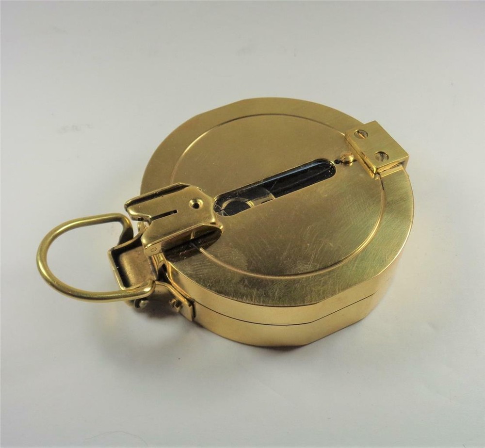 NAUTICAL SOLID BRASS CLINOMETER MARITIME FOLDING COMPASS INSTRUMENT WITH BOX